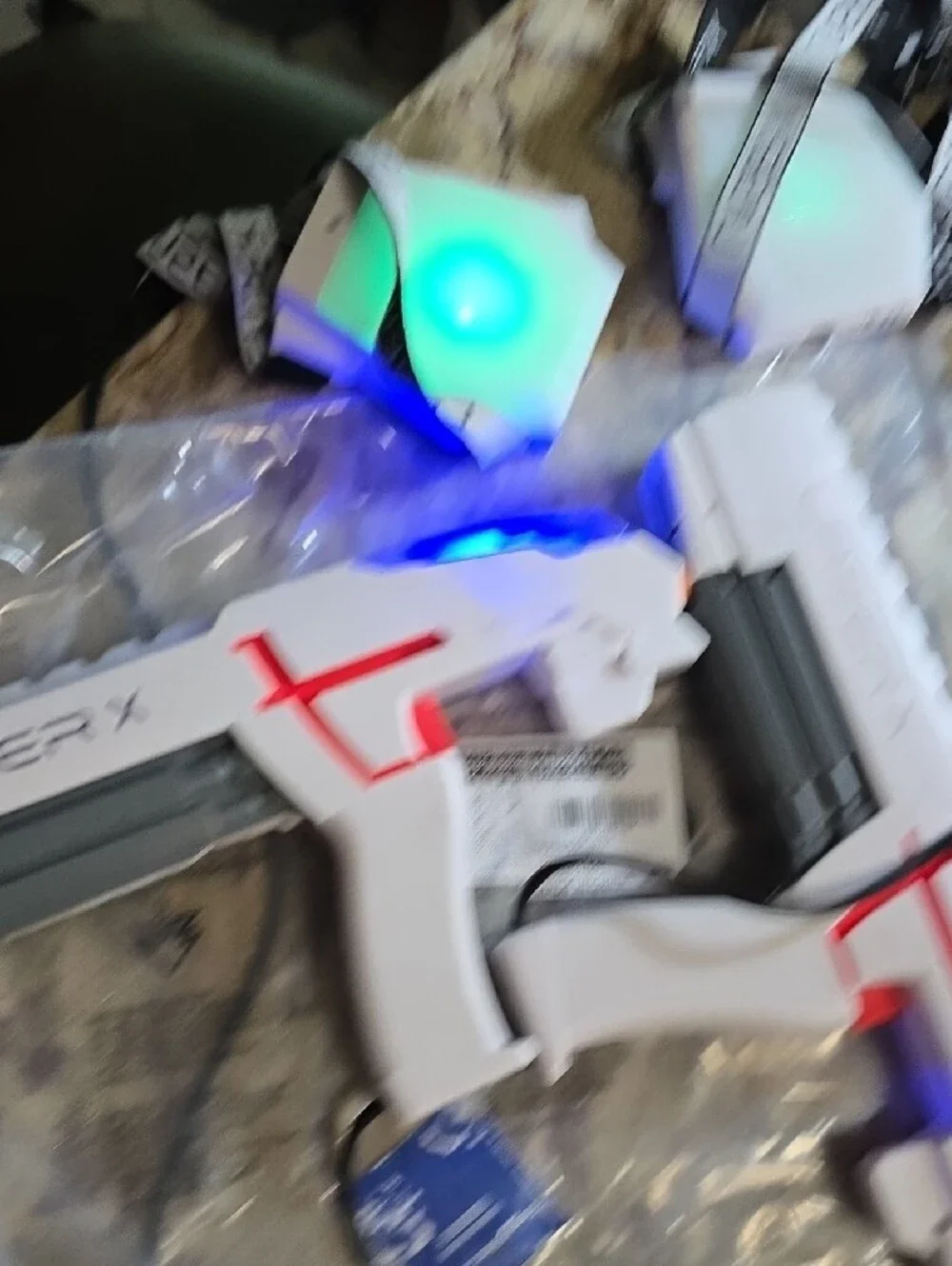 White & Red Laser Tag Pistols with Sensor Packs
